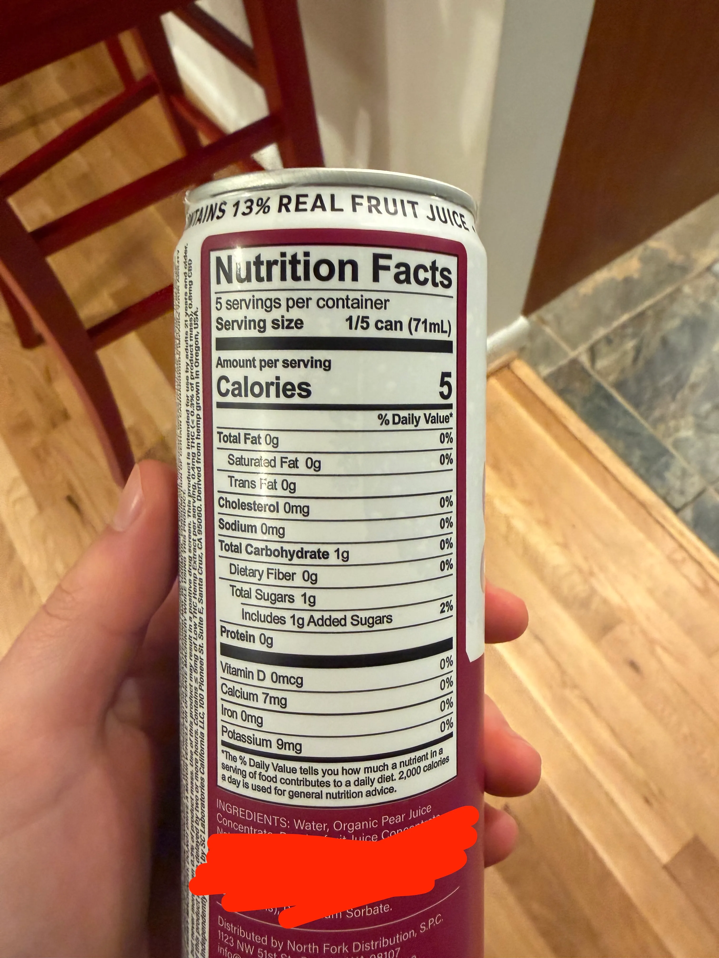 Nutrition label showing 5 servings per container